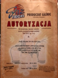 Autoryzacja na konserwację, naprawę i remonty gaśnic